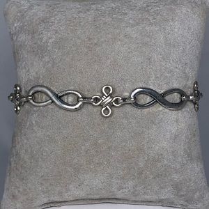 Infinity Link Bracelet Silver Plated 7.5”+2” Extender